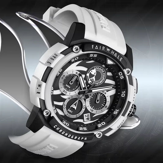ساعة مارك فيروهيل مخصصة للرجال - ساعة كوارتز مقاومة للماء بحزام من كرونوغراف، عرض التاريخ وتصميم رياضي للارتداء الرسمي وغير الرسمي
